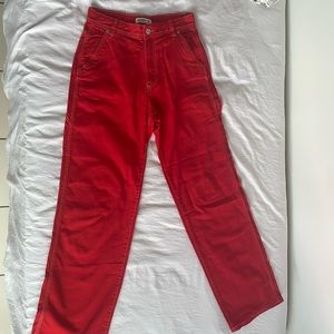 Pull & Bear Red Carpenter Pants
